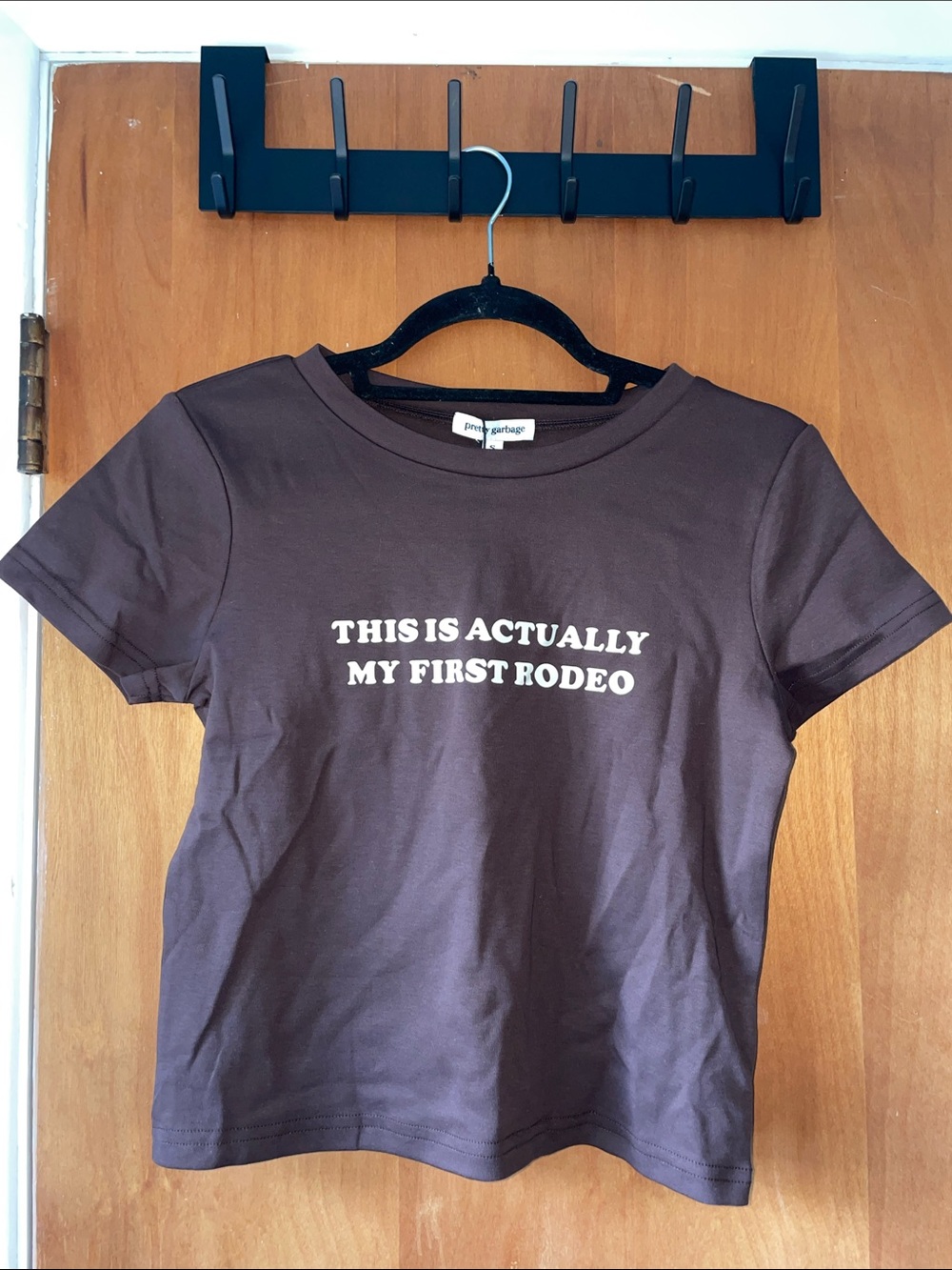Graphic Crewneck Tee by Free People - Brown with White Text